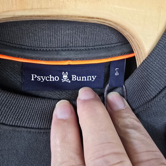 Psycho Bunny Mens L Crewneck Sweatshirt Charcoal Gray Embroidered Logo NWT - Picture 4 of 8